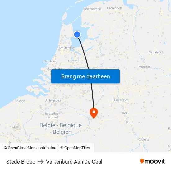 Stede Broec to Valkenburg Aan De Geul map