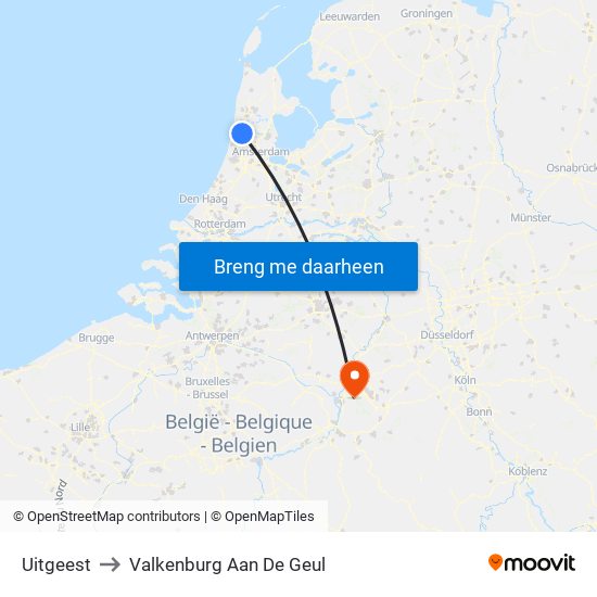 Uitgeest to Valkenburg Aan De Geul map