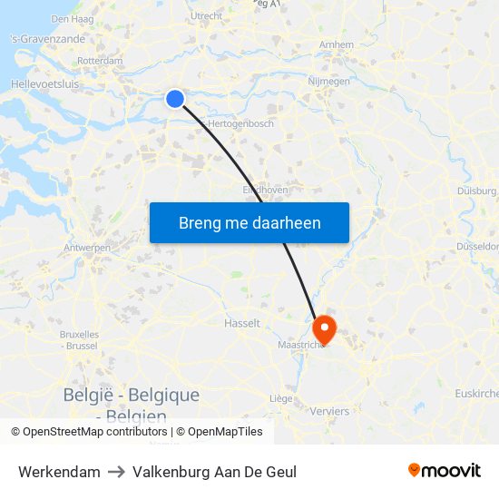 Werkendam to Valkenburg Aan De Geul map