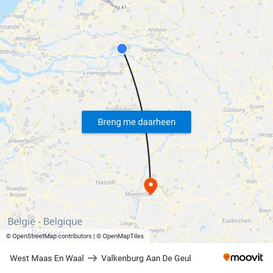 West Maas En Waal to Valkenburg Aan De Geul map