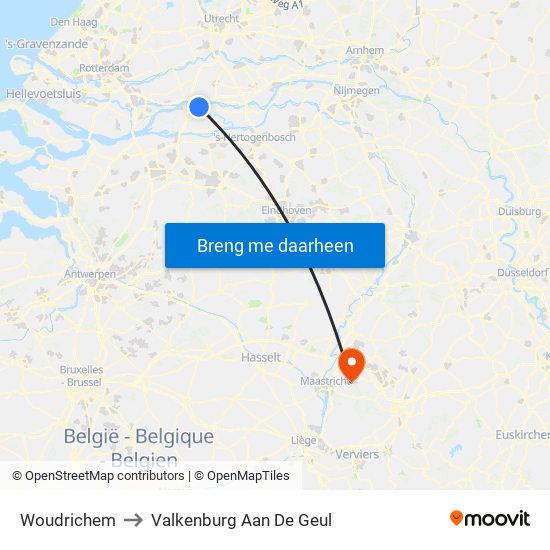 Woudrichem to Valkenburg Aan De Geul map