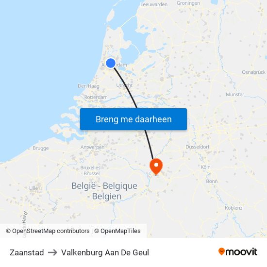 Zaanstad to Valkenburg Aan De Geul map