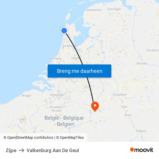 Zijpe to Valkenburg Aan De Geul map