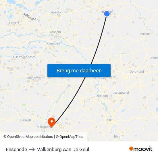 Enschede to Valkenburg Aan De Geul map