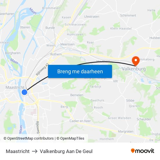 Maastricht to Valkenburg Aan De Geul map