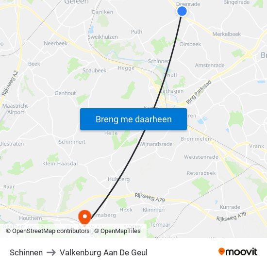 Schinnen to Valkenburg Aan De Geul map