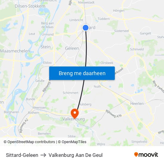 Sittard-Geleen to Valkenburg Aan De Geul map