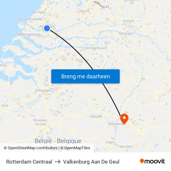 Rotterdam Centraal to Valkenburg Aan De Geul map