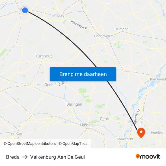 Breda to Valkenburg Aan De Geul map