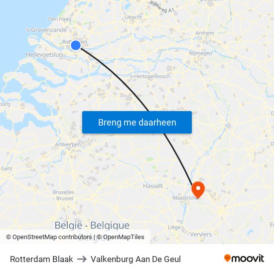 Rotterdam Blaak to Valkenburg Aan De Geul map