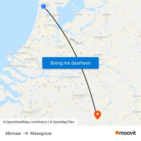 Alkmaar to Maasgouw map