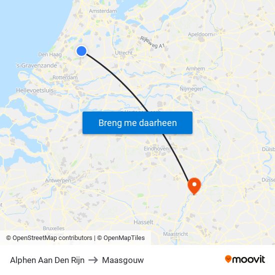 Alphen Aan Den Rijn to Maasgouw map