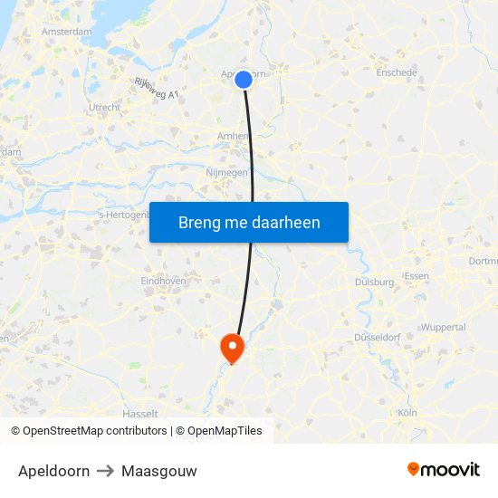 Apeldoorn to Maasgouw map