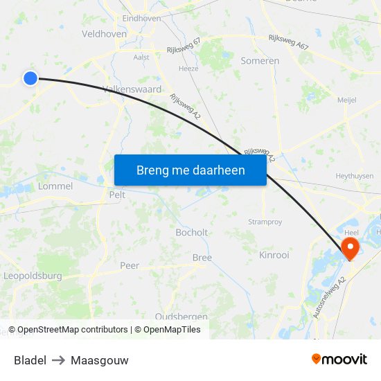Bladel to Maasgouw map