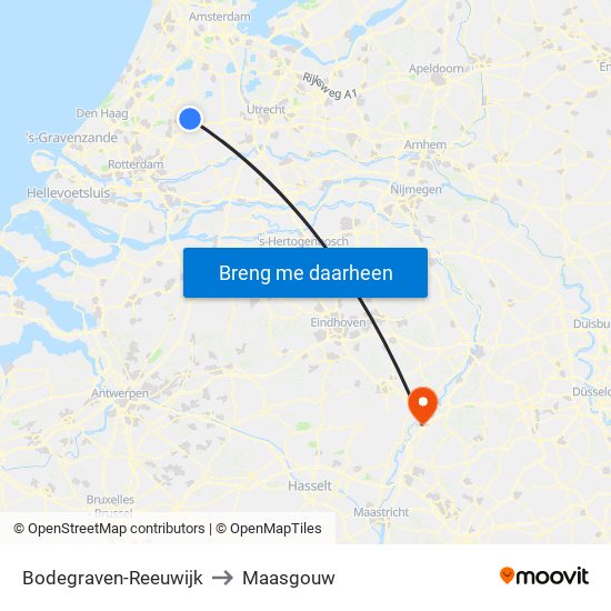 Bodegraven-Reeuwijk to Maasgouw map