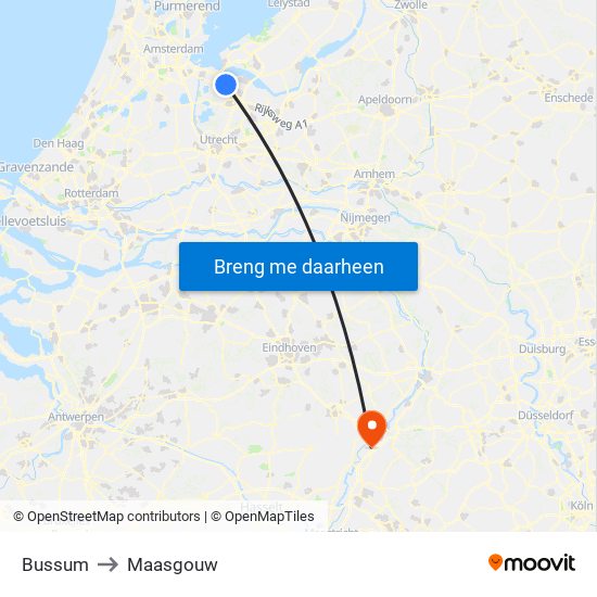 Bussum to Maasgouw map