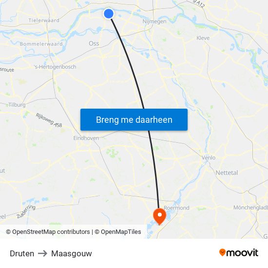 Druten to Maasgouw map