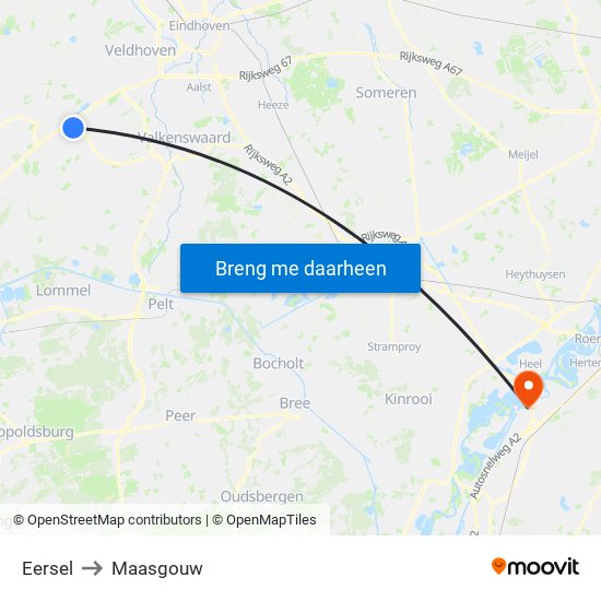 Eersel to Maasgouw map