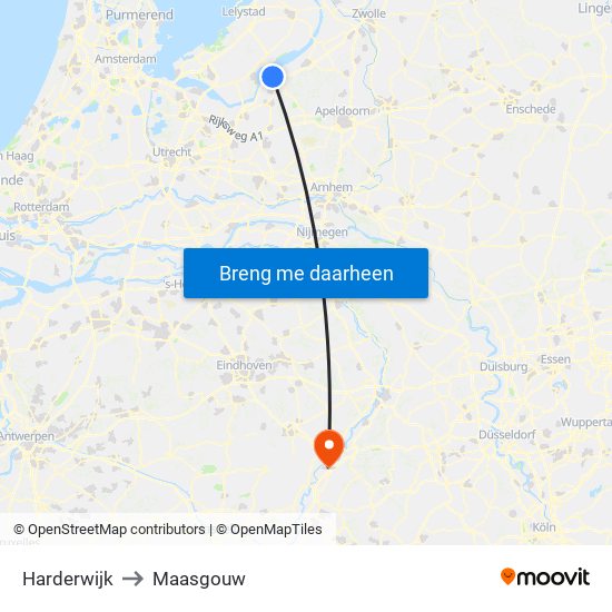 Harderwijk to Maasgouw map