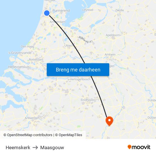 Heemskerk to Maasgouw map