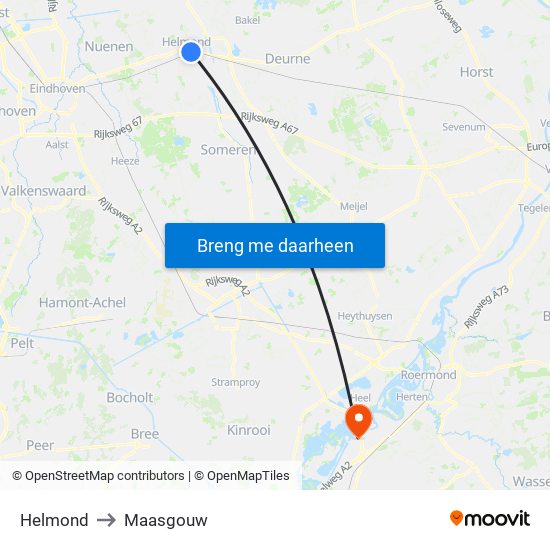 Helmond to Maasgouw map