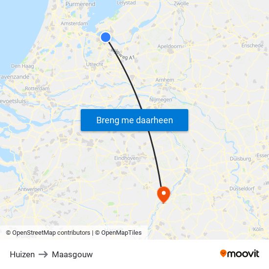 Huizen to Maasgouw map