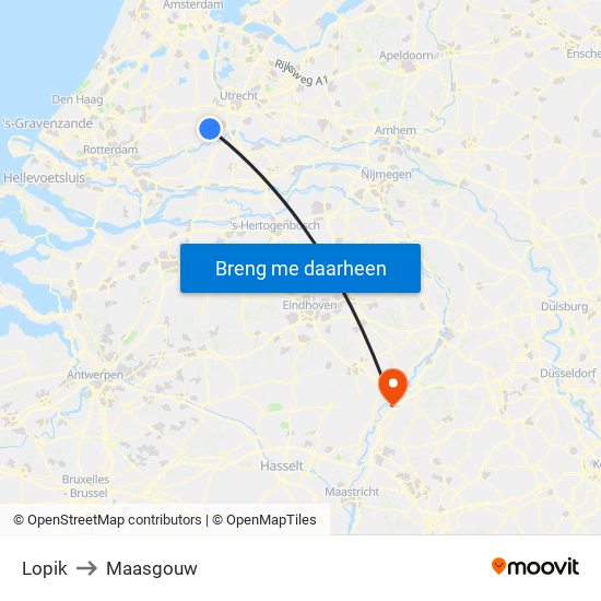 Lopik to Maasgouw map