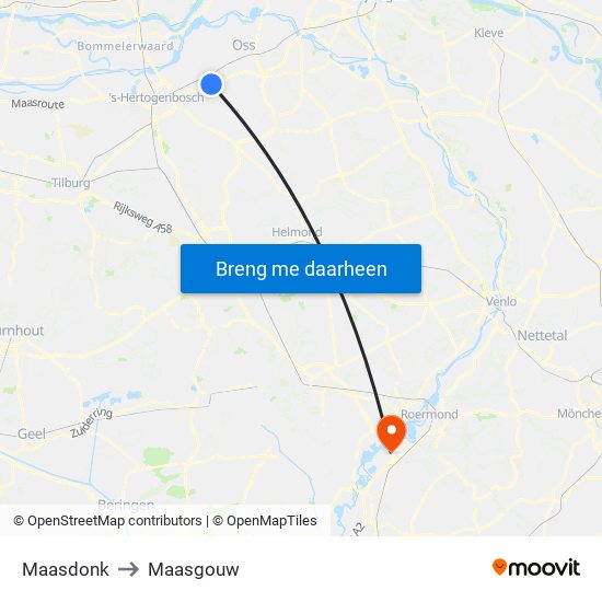 Maasdonk to Maasgouw map