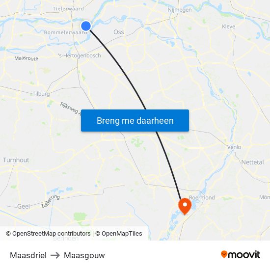 Maasdriel to Maasgouw map