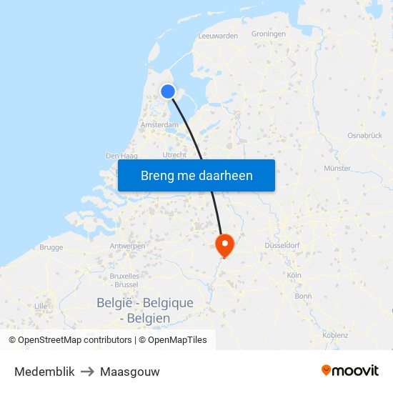 Medemblik to Maasgouw map