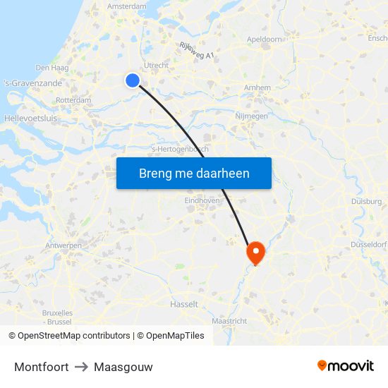 Montfoort to Maasgouw map