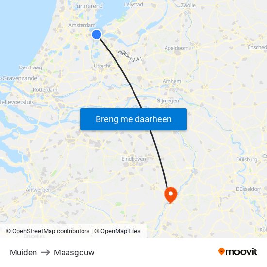 Muiden to Maasgouw map