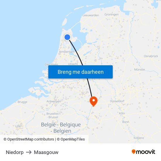Niedorp to Maasgouw map