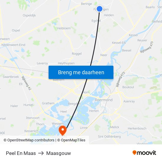 Peel En Maas to Maasgouw map