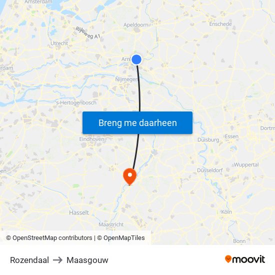 Rozendaal to Maasgouw map