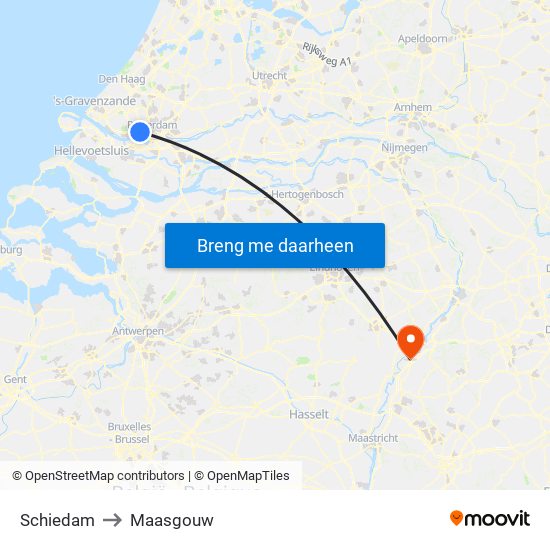 Schiedam to Maasgouw map