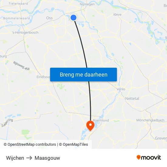 Wijchen to Maasgouw map