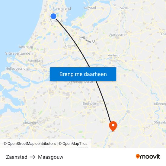 Zaanstad to Maasgouw map