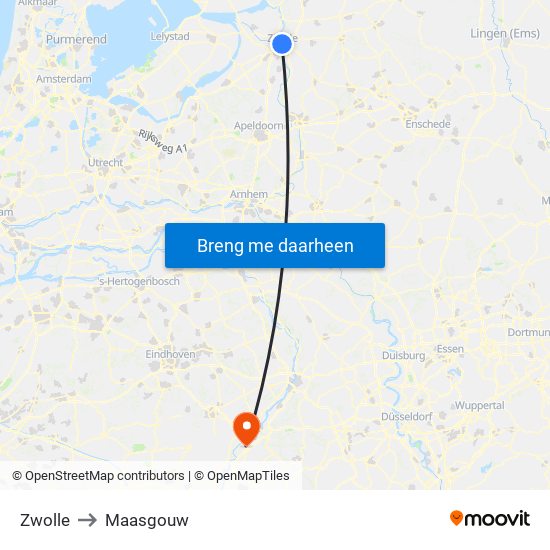 Zwolle to Maasgouw map