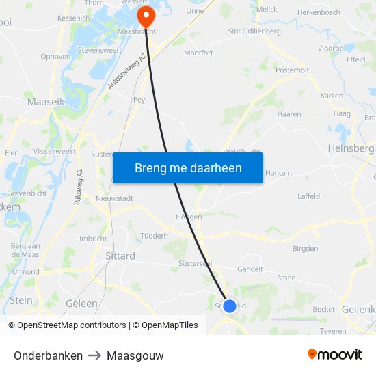 Onderbanken to Maasgouw map