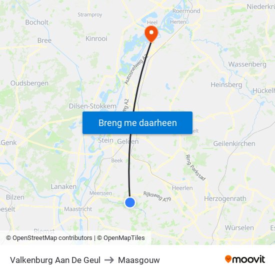 Valkenburg Aan De Geul to Maasgouw map