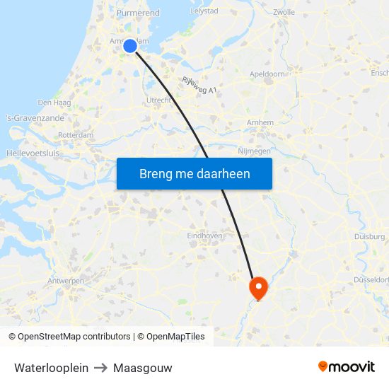 Waterlooplein to Maasgouw map