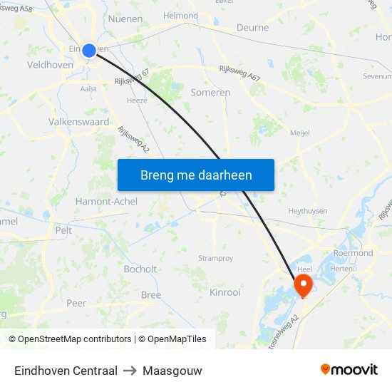 Eindhoven Centraal to Maasgouw map