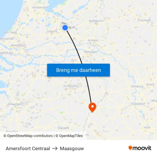 Amersfoort Centraal to Maasgouw map
