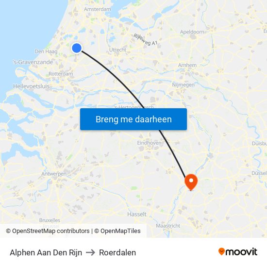 Alphen Aan Den Rijn to Roerdalen map