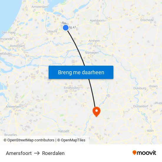 Amersfoort to Roerdalen map