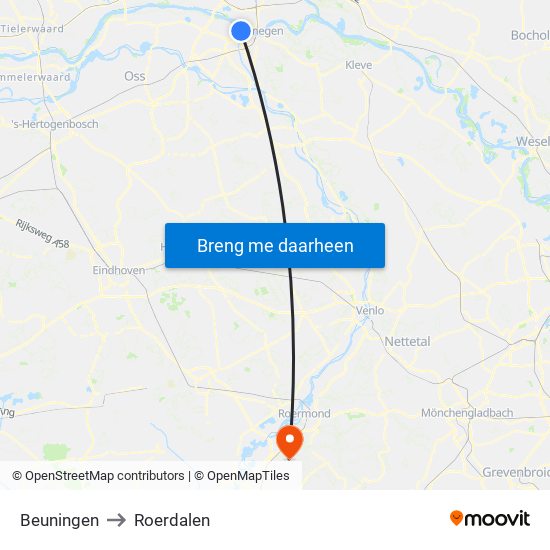 Beuningen to Roerdalen map