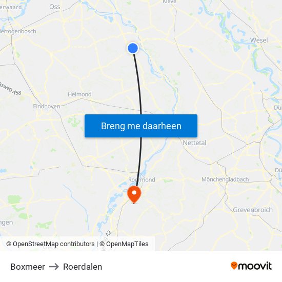 Boxmeer to Roerdalen map