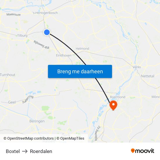 Boxtel to Roerdalen map