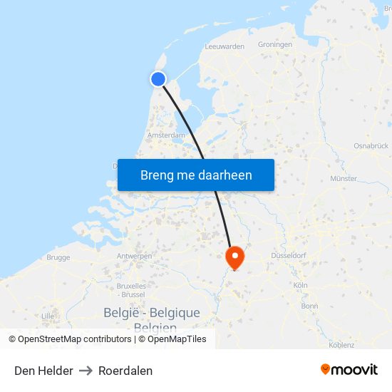 Den Helder to Roerdalen map